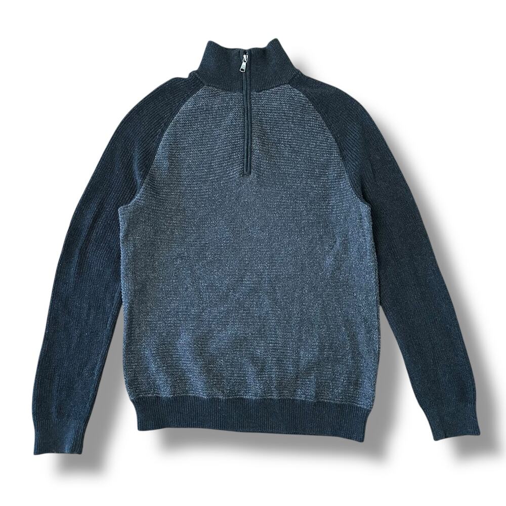 Banana Republic Men’s Charcoal & Dark Gray Half Zip Mock Neck Sweater Size L‎